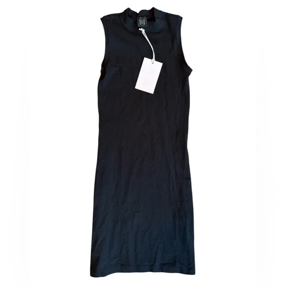 Helsa Dress Mini Black Sleeveless Casual Organic Cotton Jersey Small NWT - Picture 3 of 8